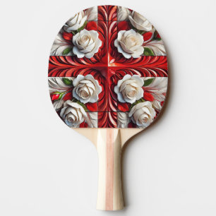 Ping pong paddle with English Roses Design