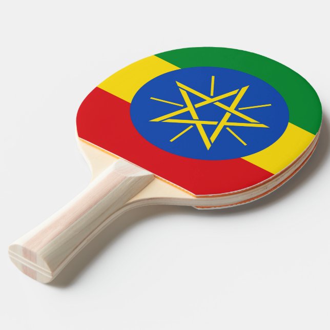 Ping pong paddle with Flag of Ethiopia (Front Angle)