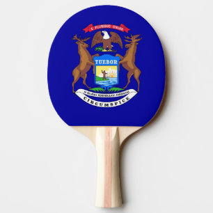 Ping pong paddle with Flag of Michigan, USA