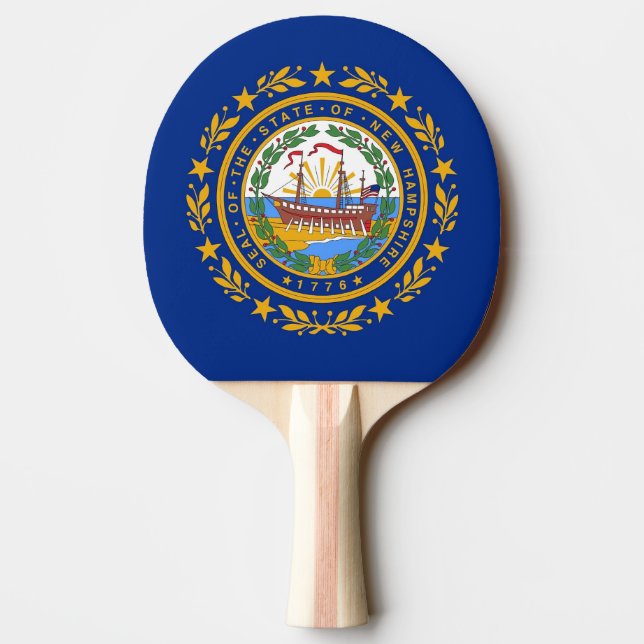 Ping pong paddle with Flag of New Hampshire, USA (Back)