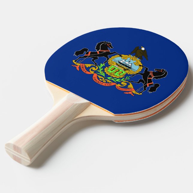 Ping pong paddle with Flag of Pennsylvania, USA (Front Angle)