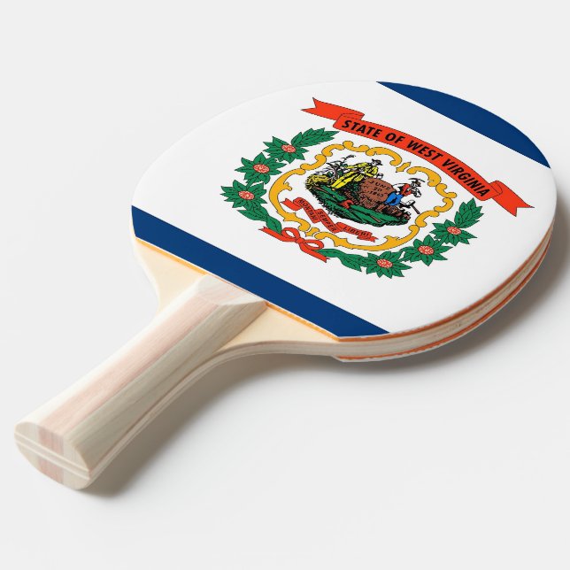 Ping pong paddle with Flag of West Virginia, USA (Front Angle)