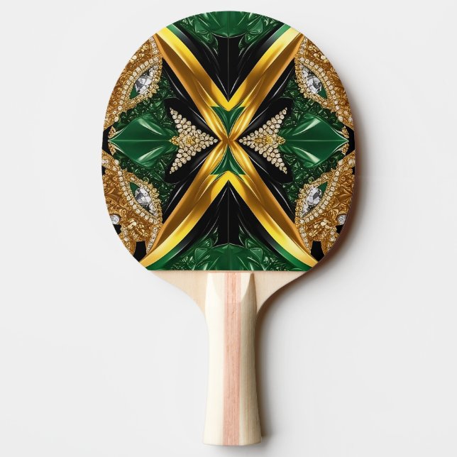 Ping pong paddle with Jamaican Colours (Back)