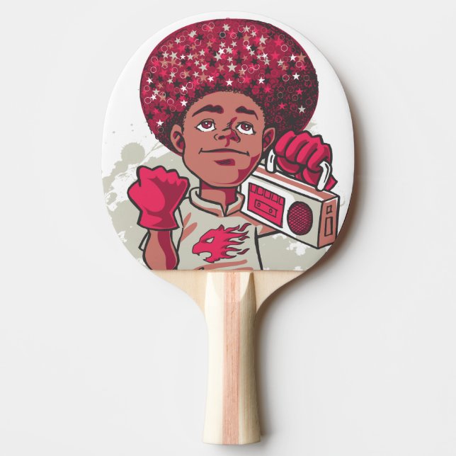 Ping Pong Paddle – YOUTH Power Afro & Boombox  (Front)