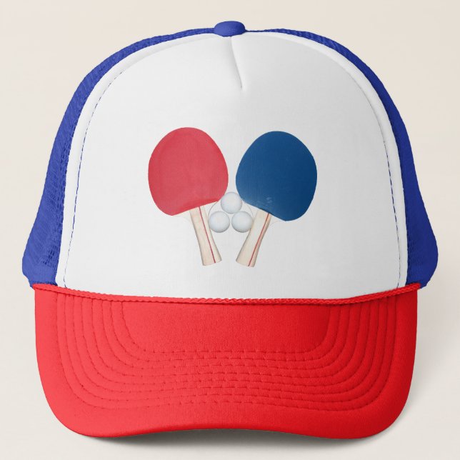 Ping Pong Paddles and Balls Trucker Hat (Front)