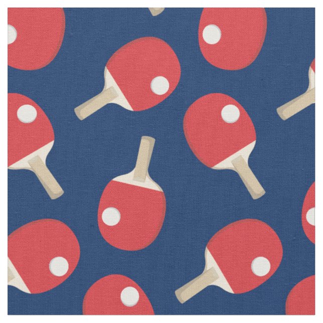 Ping Pong Paddles Balls Games Fabric (Close Up)