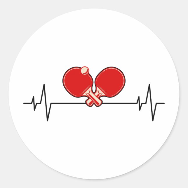 Ping Pong Player Table Tennis Coach Heartbeat Classic Round Sticker (Front)