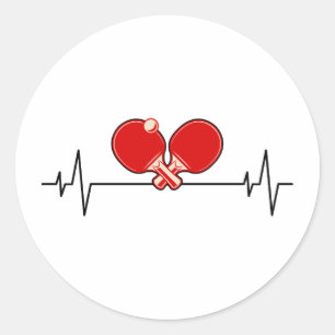 Ping Pong Player Table Tennis Coach Heartbeat Classic Round Sticker