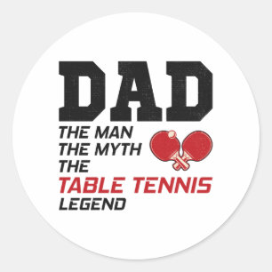 Ping Pong Player Table Tennis Dad Fathers day Classic Round Sticker