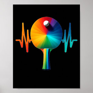 Ping pong pulse table tennis heartbeat ekg long poster