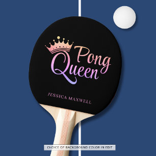 Ping Pong Queen Black Pink Name Paddle