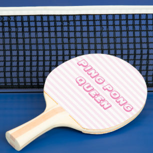 Ping Pong Queen - Cute Blush Pink Striped Ping Pong Paddle