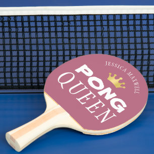 PING PONG QUEEN Name Editable Rose Gold 2-Sided Paddle