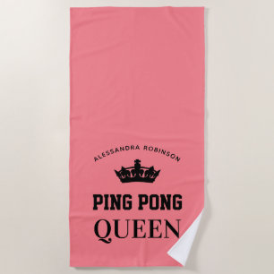 Ping Pong Queen Name personalised  Beach Towel