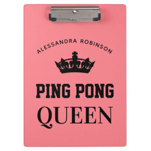 Ping Pong Queen Name personalised Clipboard