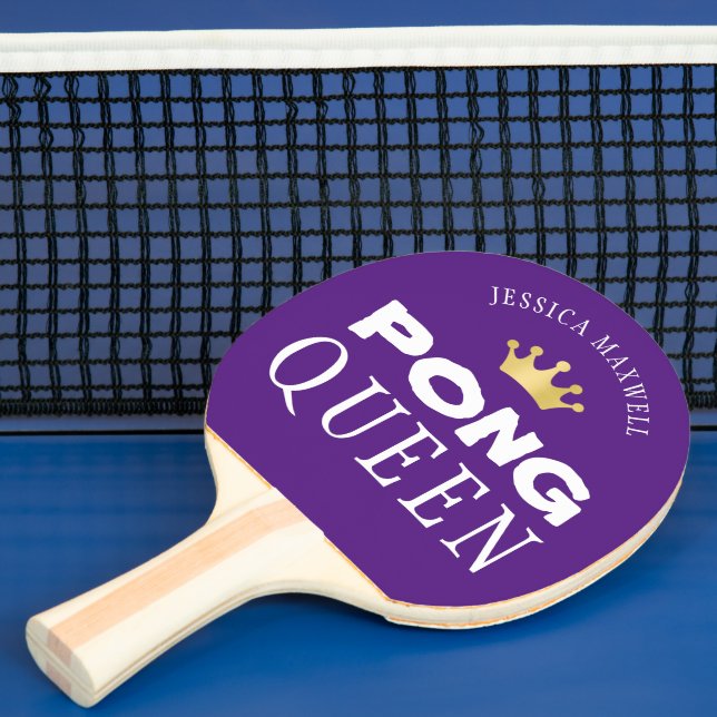 Ping Pong Queen Personalised Editable Purple Colou Ping Pong Paddle (Insitu)
