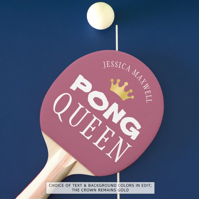 PING PONG QUEEN Personalised Editable Rose Gold Paddle (Creator Uploaded)