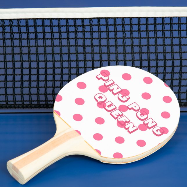 Ping Pong Queen - Whimsical Hot Pink Polkadots  Ping Pong Paddle (Insitu)