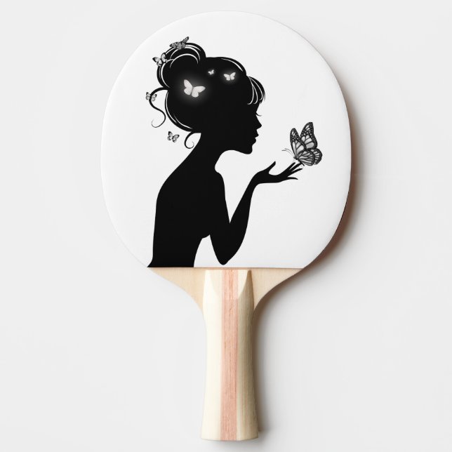 Ping Pong Racket The White Butterfly Woman Paddle (Front)