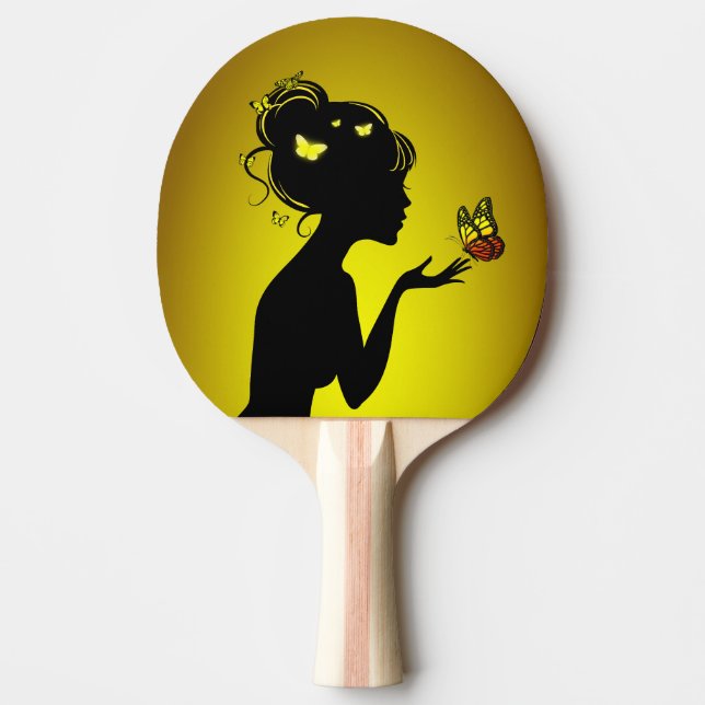Ping Pong Racket The Yellow Butterfly Woman Paddle (Front)