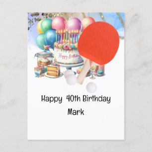 Ping pong Table Tennis 40th Birthday Card Boss