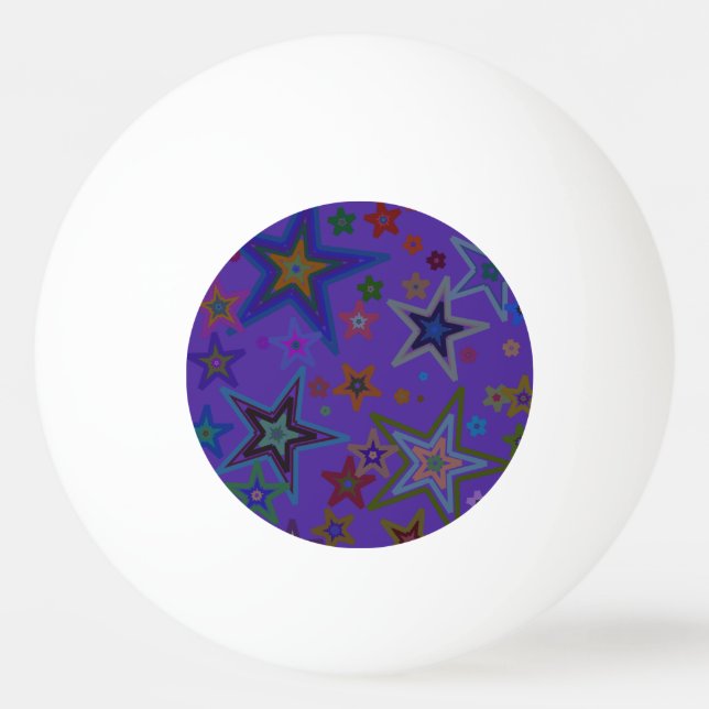Ping Pong Table Tennis Big Stars Purple Background Ping Pong Ball (Front)