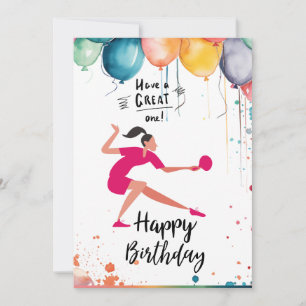 Ping Pong Table Tennis Birthday Girl for Party  Holiday Card
