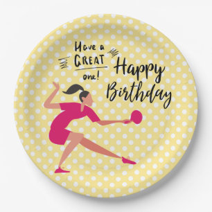 Ping Pong Table Tennis Birthday Girl for Party  Paper Plate