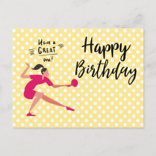 Ping Pong Table Tennis Birthday Girl  Postcard