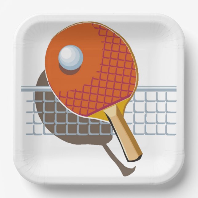 Ping Pong Table Tennis Birthday Party Paper Plate (Front)