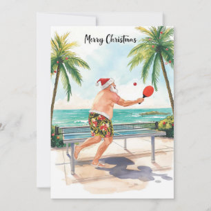 Ping Pong Table Tennis Christmas by the beach Holiday Card