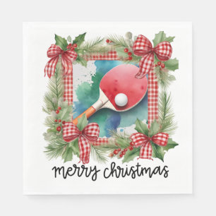 Ping Pong Table Tennis Christmas Themed Napkin