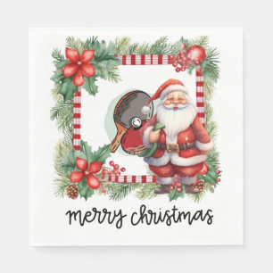Ping Pong Table Tennis Christmas Themed Napkin