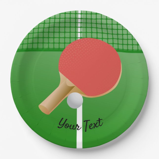 Ping Pong Table Tennis Design  Paper Plates (Front)