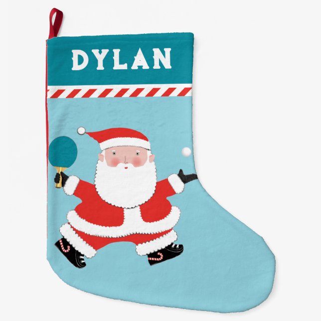 Ping Pong Table Tennis Large Christmas Stocking (Front)