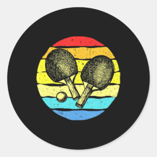 Ping Pong Table Tennis Lovers Retro Classic Round Sticker