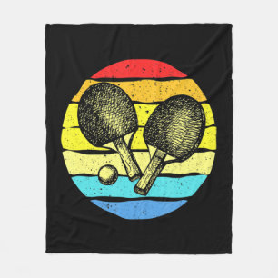 Ping Pong Table Tennis Lovers Retro Fleece Blanket