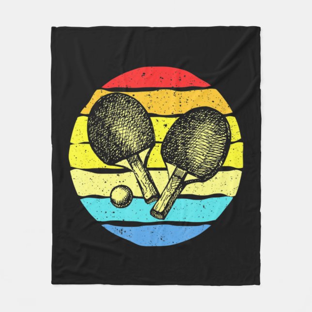 Ping Pong Table Tennis Lovers Retro Fleece Blanket (Front)