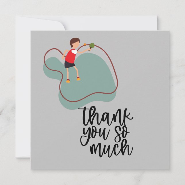 Ping Pong table tennis player  Thank You Card (Front)