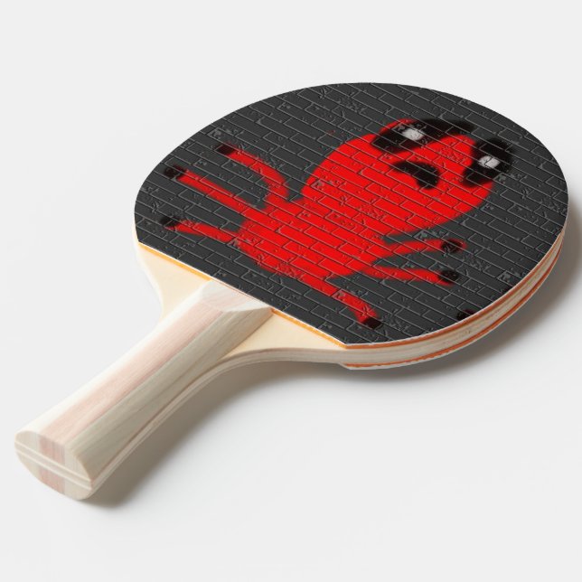 Ping Pong Table Tennis Red Spider Graffiti Paddle (Back Angle)