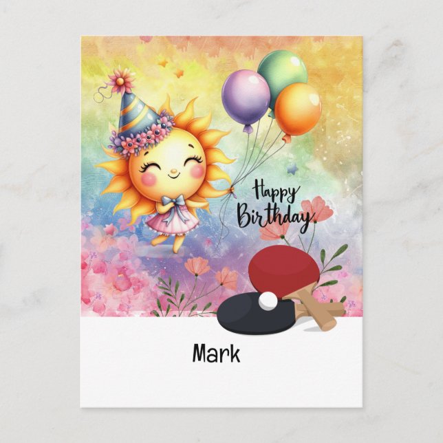 Ping pong Table Tennis themed Birthday Card (Front)