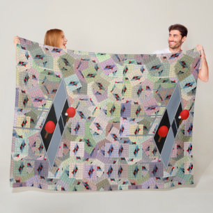 Ping Pong Tables Abstract Art Design, Fleece Blanket