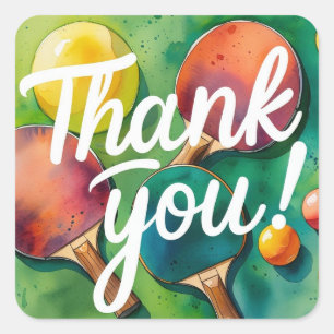 Ping Pong Thank You Square Sticker
