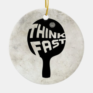 Ping Pong Think Fast Ceramic Tree Decoration