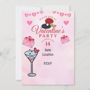Ping Pong Valentine's Heart Save the date Party Invitation