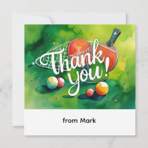Ping Pong watercolor Thank You Card