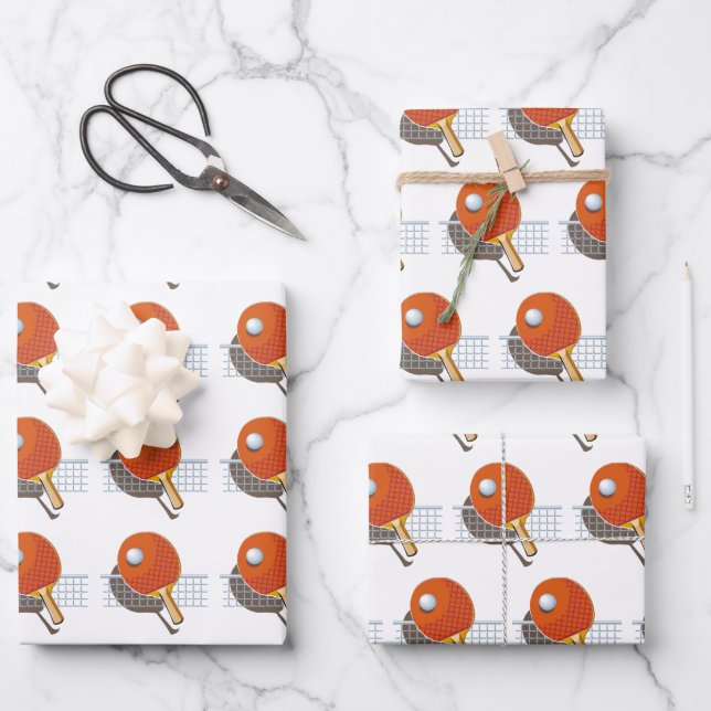 Ping Pong Wrapping Paper, Table Tennis Gift Wrap (Front)