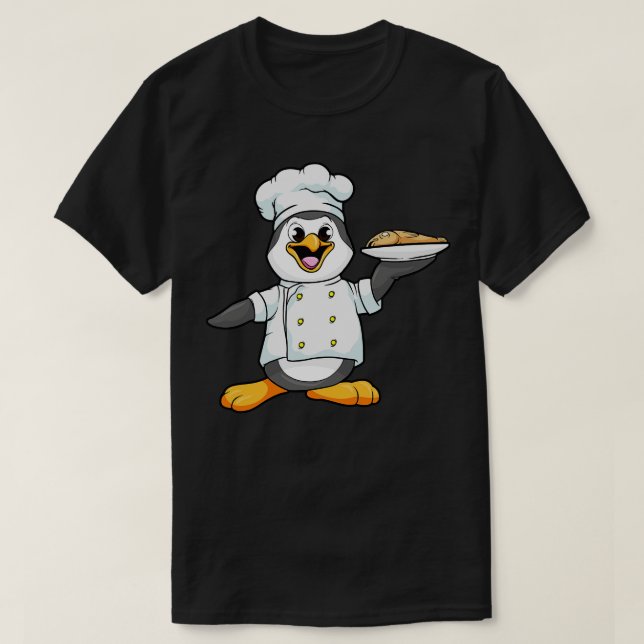 Pinguin als Koch mit Fisch T-Shirt (Design Front)