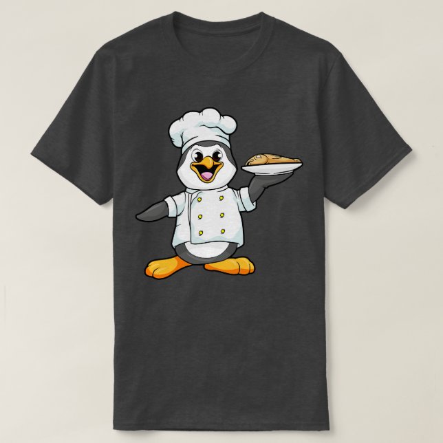 Pinguin als Koch mit Fisch T-Shirt (Design Front)