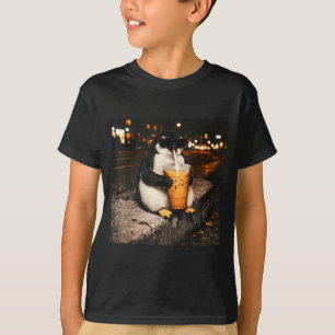Pinguin drinking iced coffee funny animal meme men T-Shirt